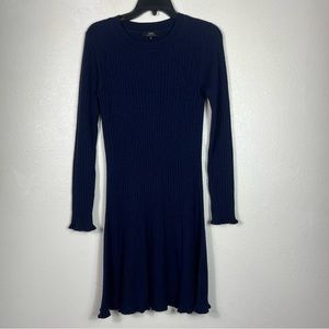 Saba Merino Wool Blue Knit Long Sleeve Sweater Dress US size Small